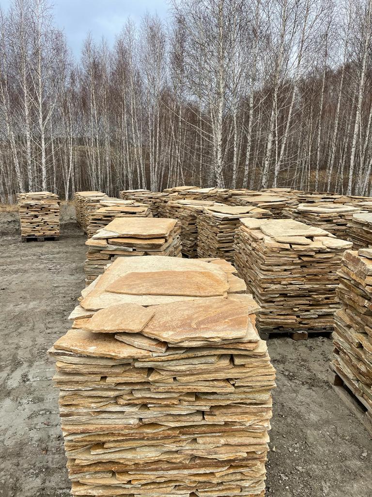 Плитняк златолит жёлтый для цоколя купить в Волоколамске