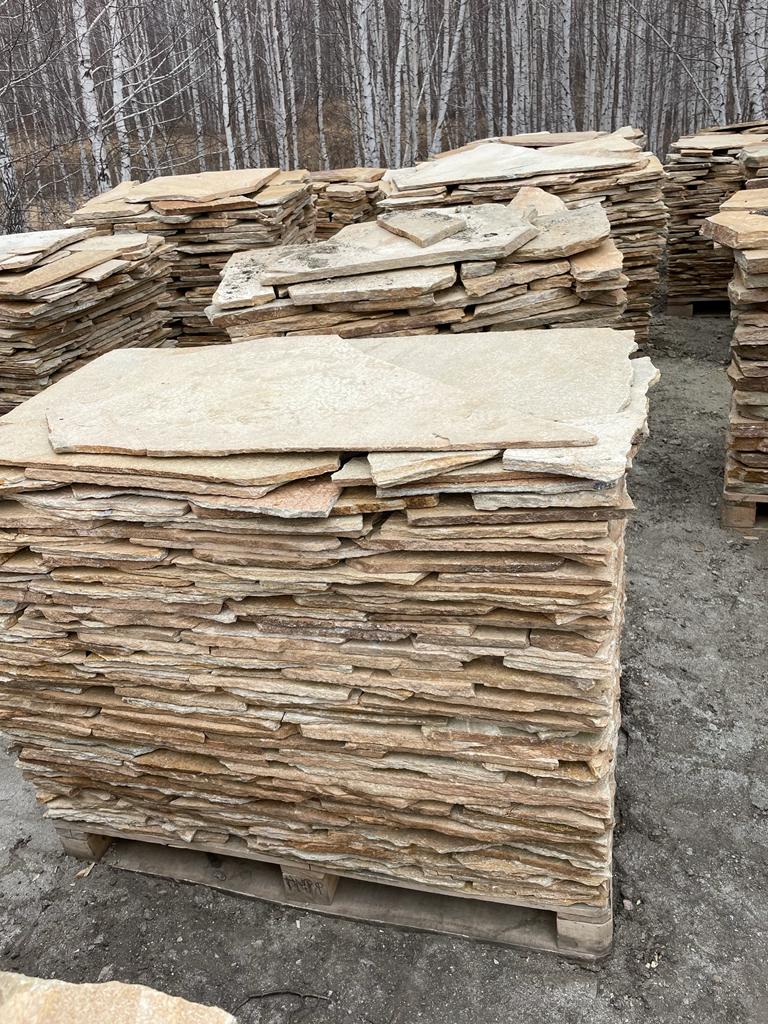 Плитняк златолит жёлтый для цоколя купить в Волоколамске